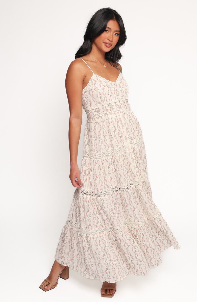 Petal & Pup Orlaith Floral Tiered Cotton Blend Maxi Dress, Alternate, color, Rose Garden