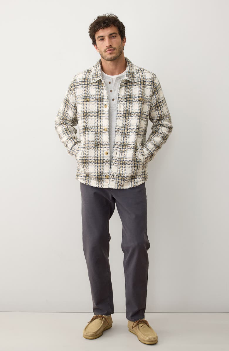Marine Layer Max Plaid Cotton Twill Overshirt, Alternate, color, Natural/ Blue Plaid