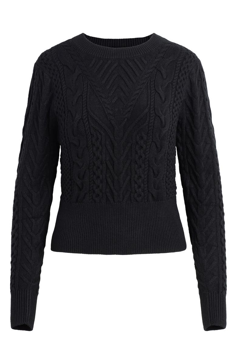 Favorite Daughter The Esther Cable Stitch Crop Sweater, Alternate, color, Black