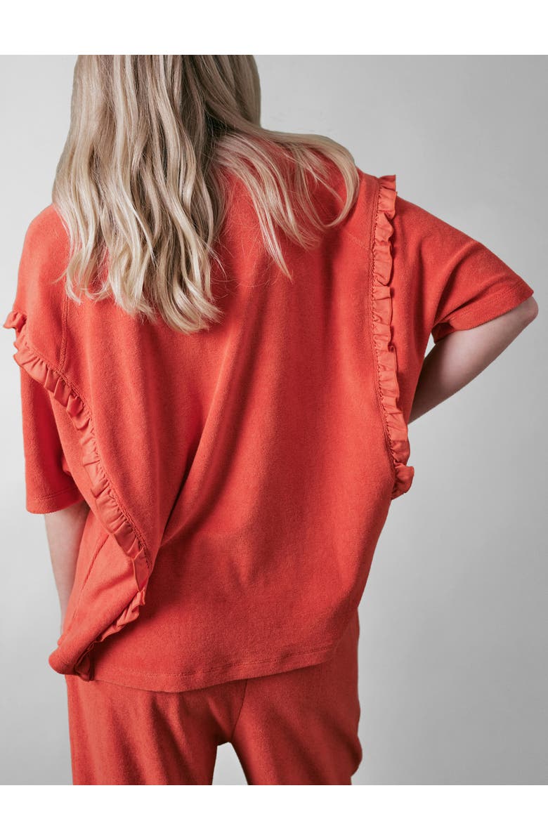Cape Cove Sea Coral Terry Frill Top, Alternate, color, Burnt Orange