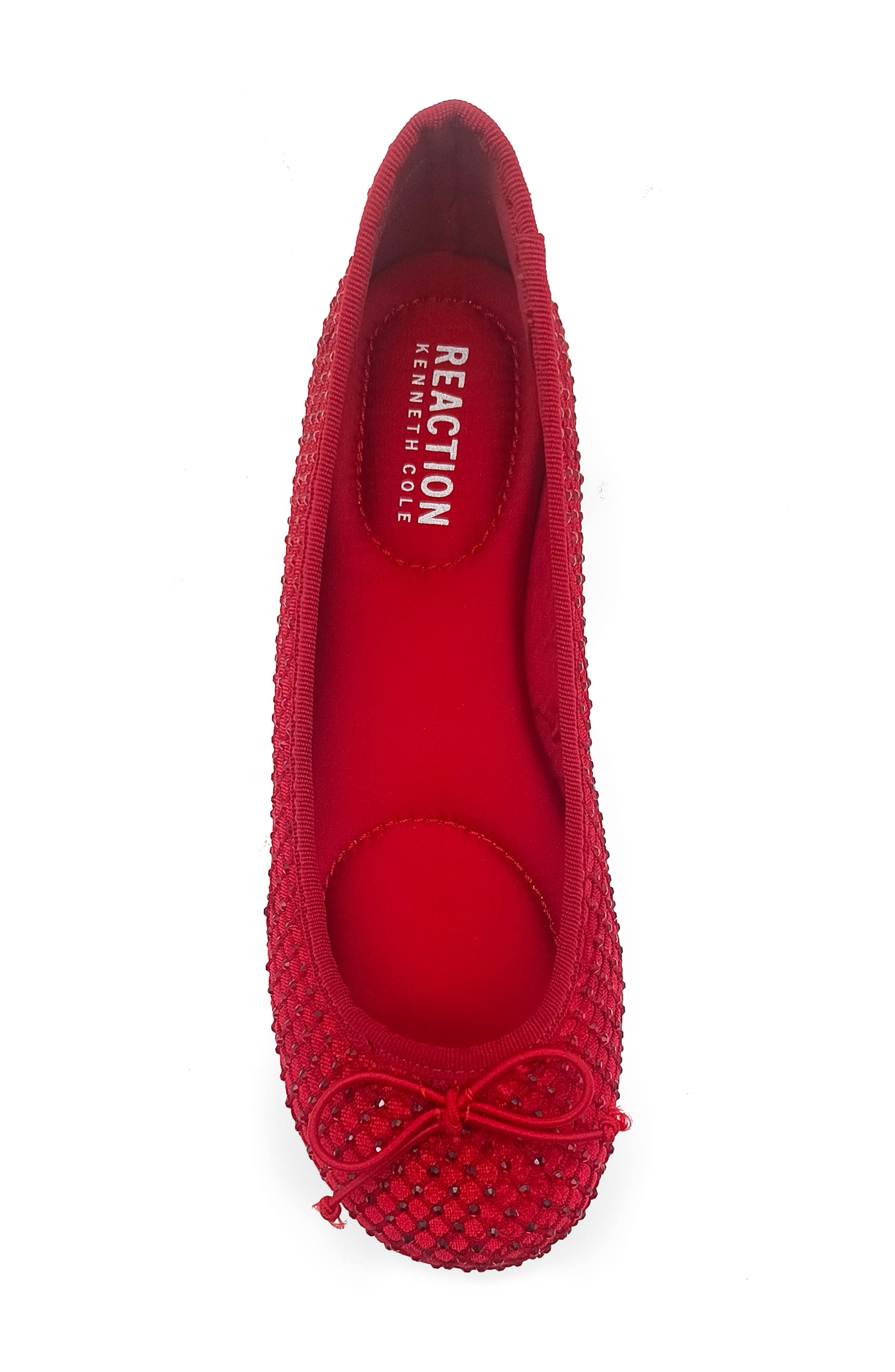 Palmer Mesh Rhinestone Diamond Mesh Ballet Flat, Alternate, color, RED/RED