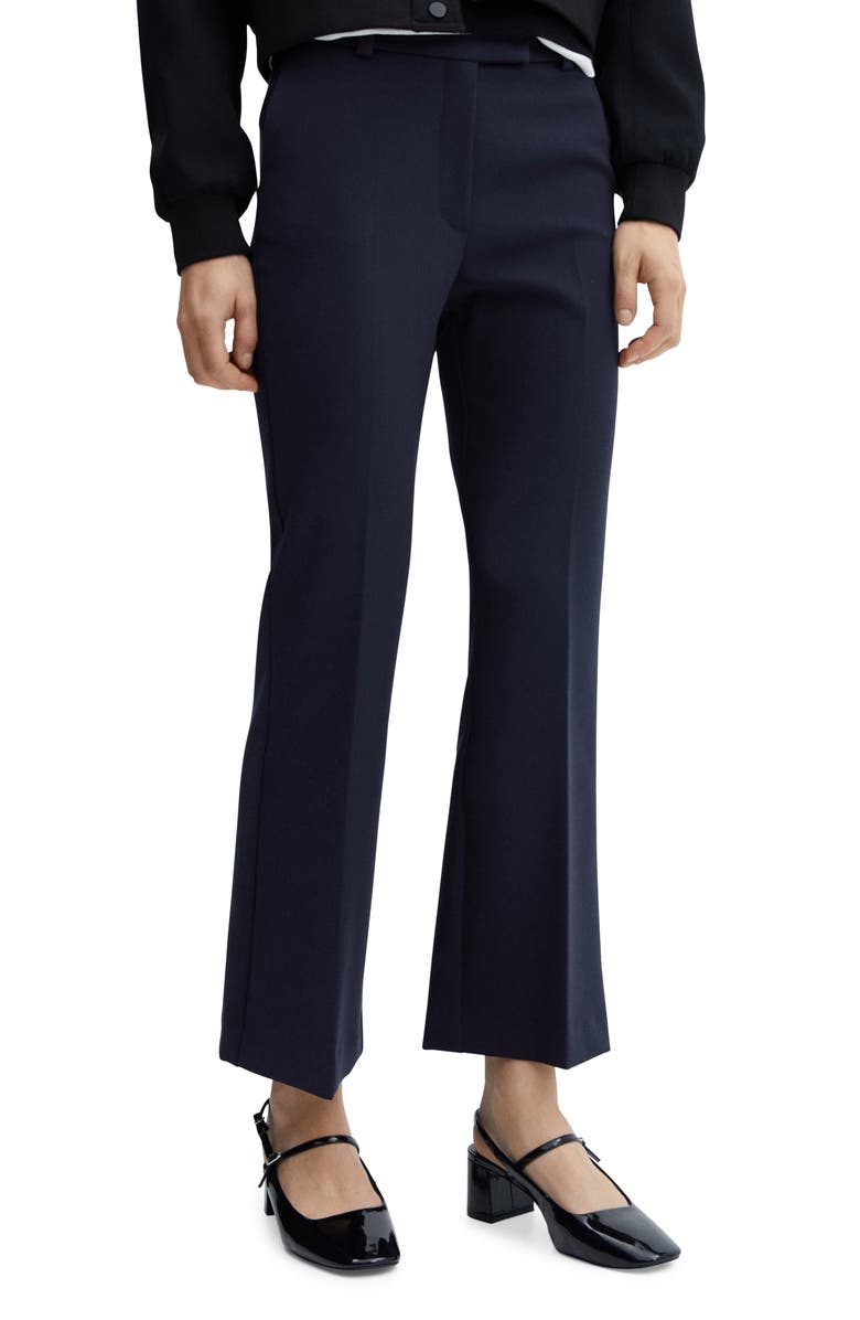 MANGO Flare Leg Ankle Pants, Main, color, Navy