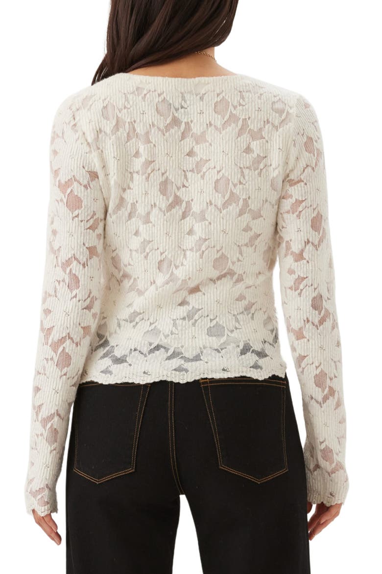 Floral Burnout V-Neck Top, Alternate, color, CREAM