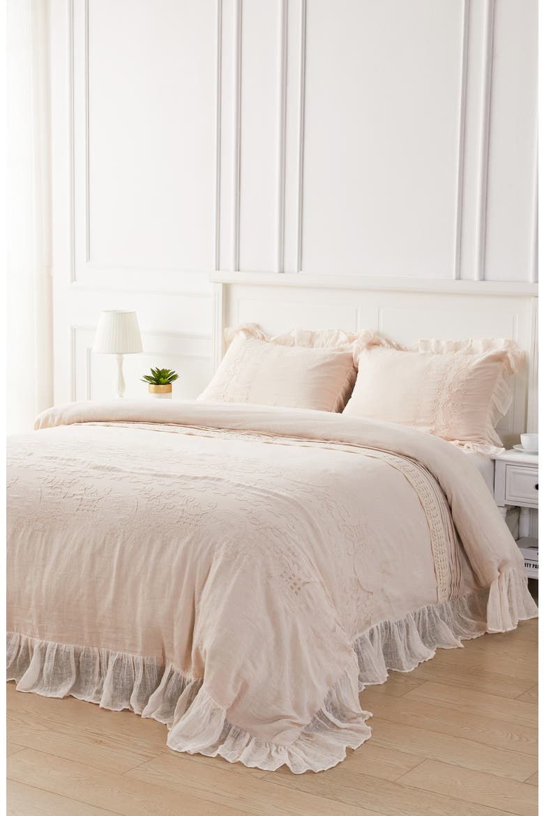 Tabitha Linen Duvet 3-Piece Set, Main, color, BLUSH