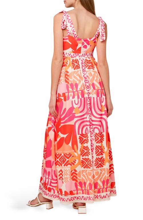Flying Tomato Bold Print Maxi Dress In Pink/orange