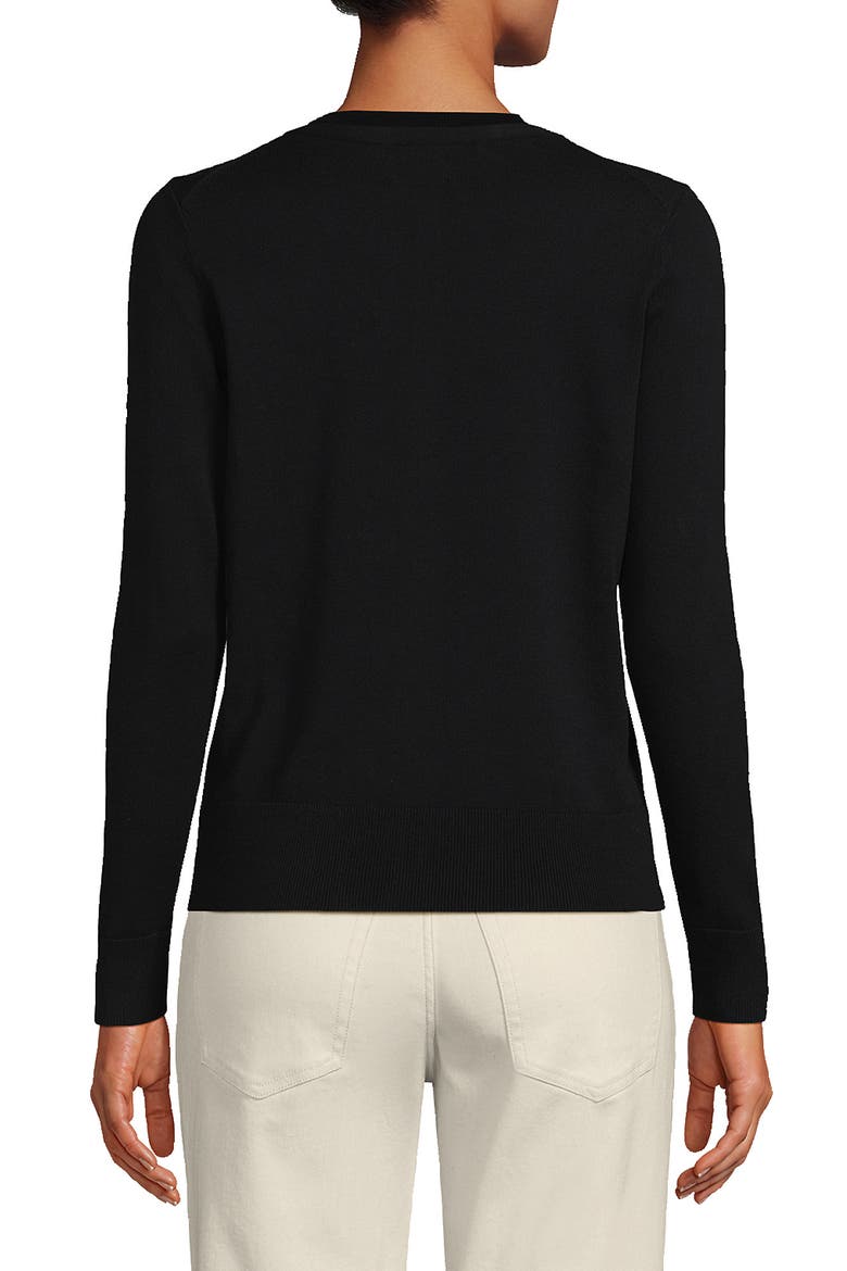 Fine Gauge Cotton Cardigan Sweater, Alternate, color, Black