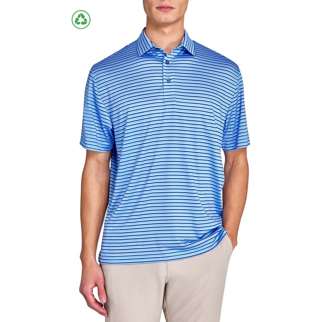 Construct Stripes Polo In Lt Blue