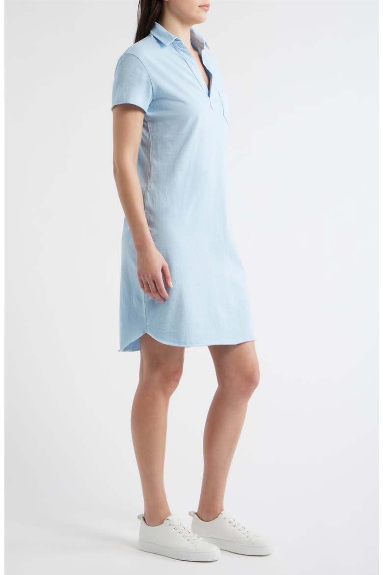 light blue polo dress Light Blue Ribbed Knit Midi Dress: Elegant Cotton Polo Dress