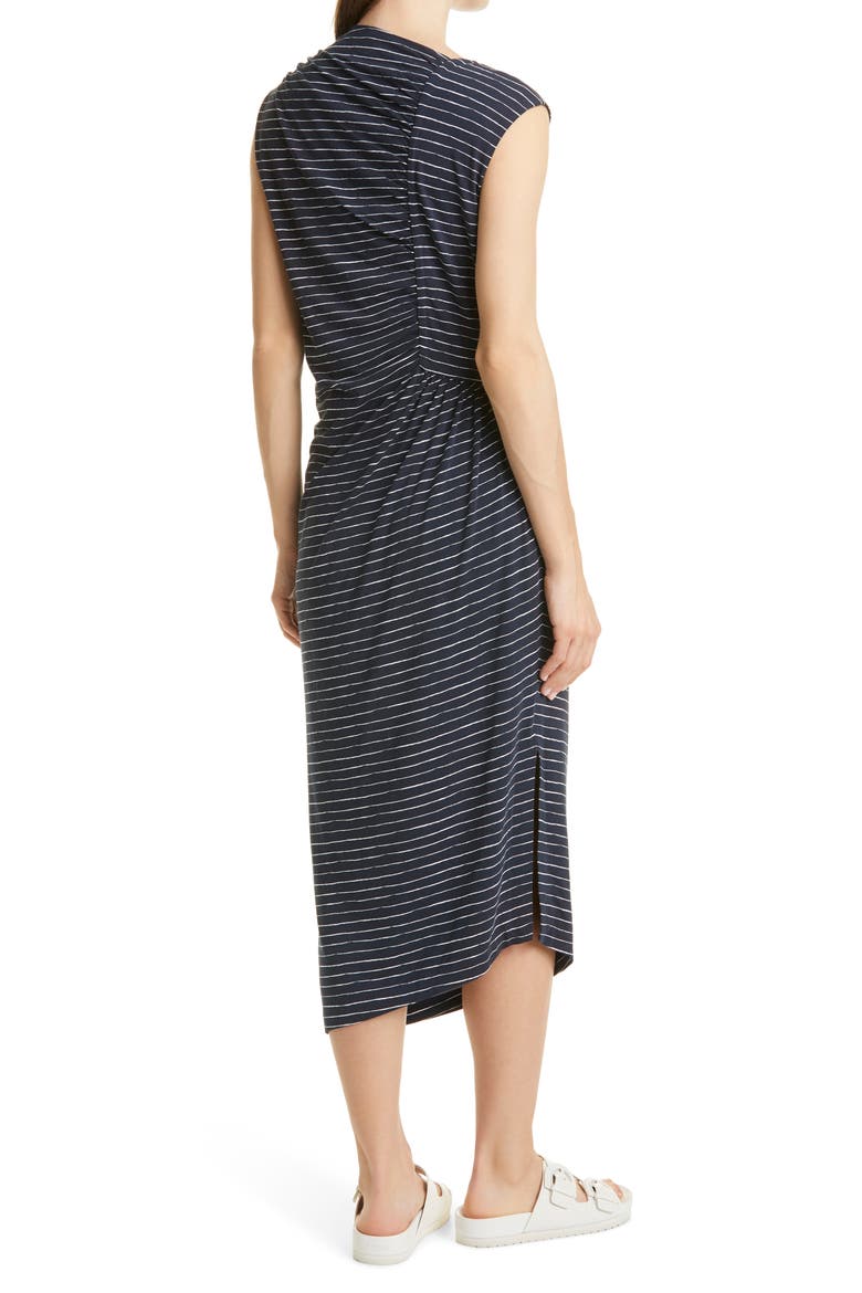 Esay Ruched Asymmetric Neck Midi Dress, Alternate, color, MIGHTNIGHT FANTASY