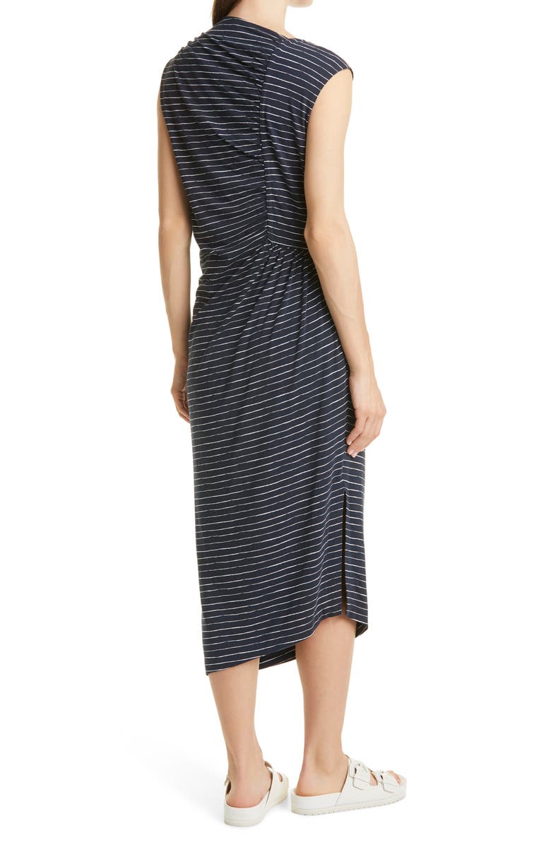 BOSS Esay Ruched Asymmetric Neck Midi Dress, Alternate, color,