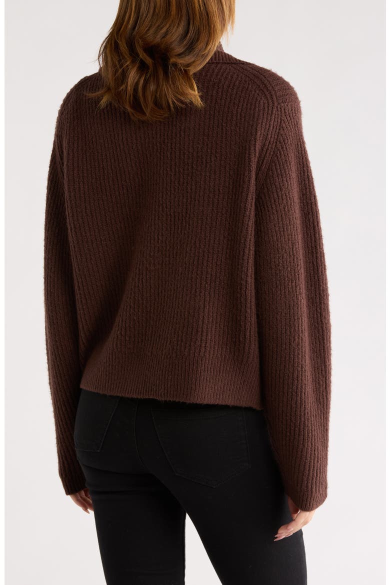 Zip Sweater Cardigan, Alternate, color, BROWN COFFEE