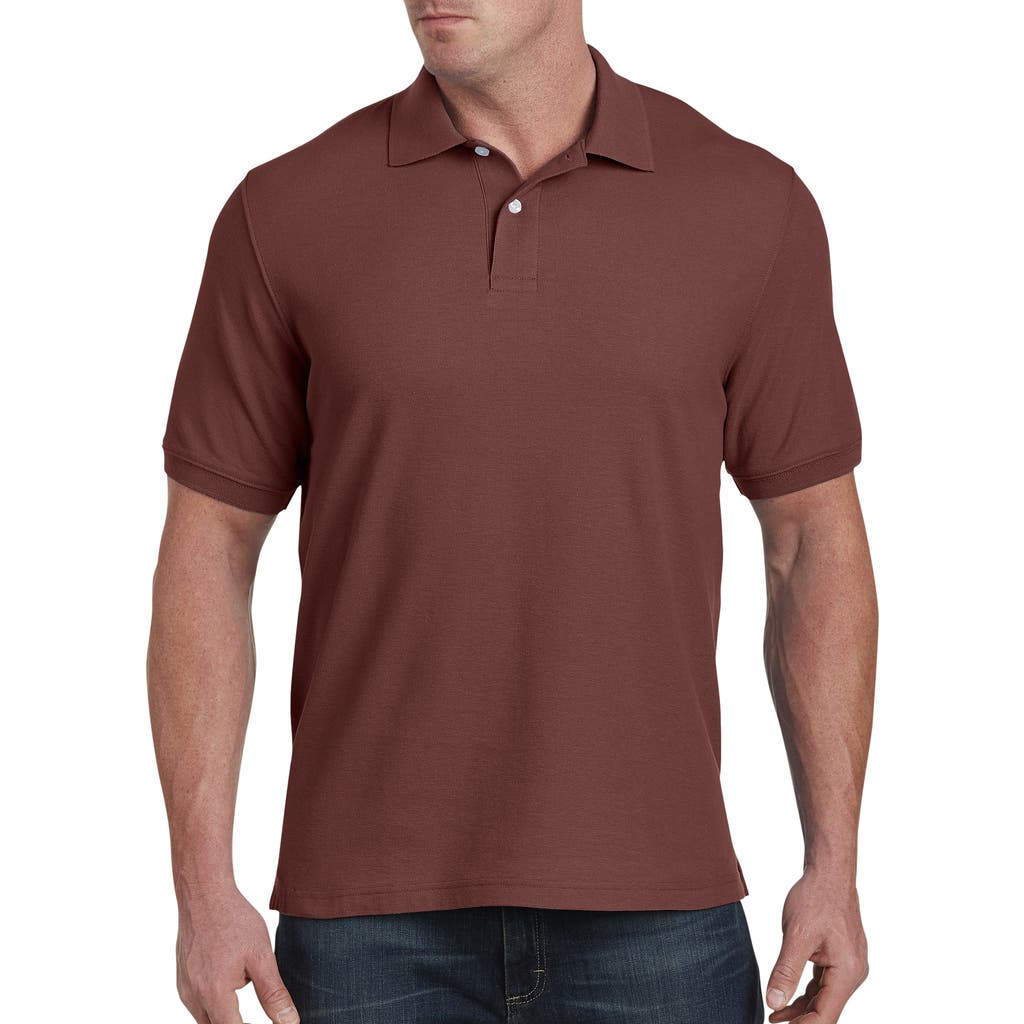 Harbor Bay By Dxl Big & Tall Piqué Polo Shirt In Bitter Chocolate