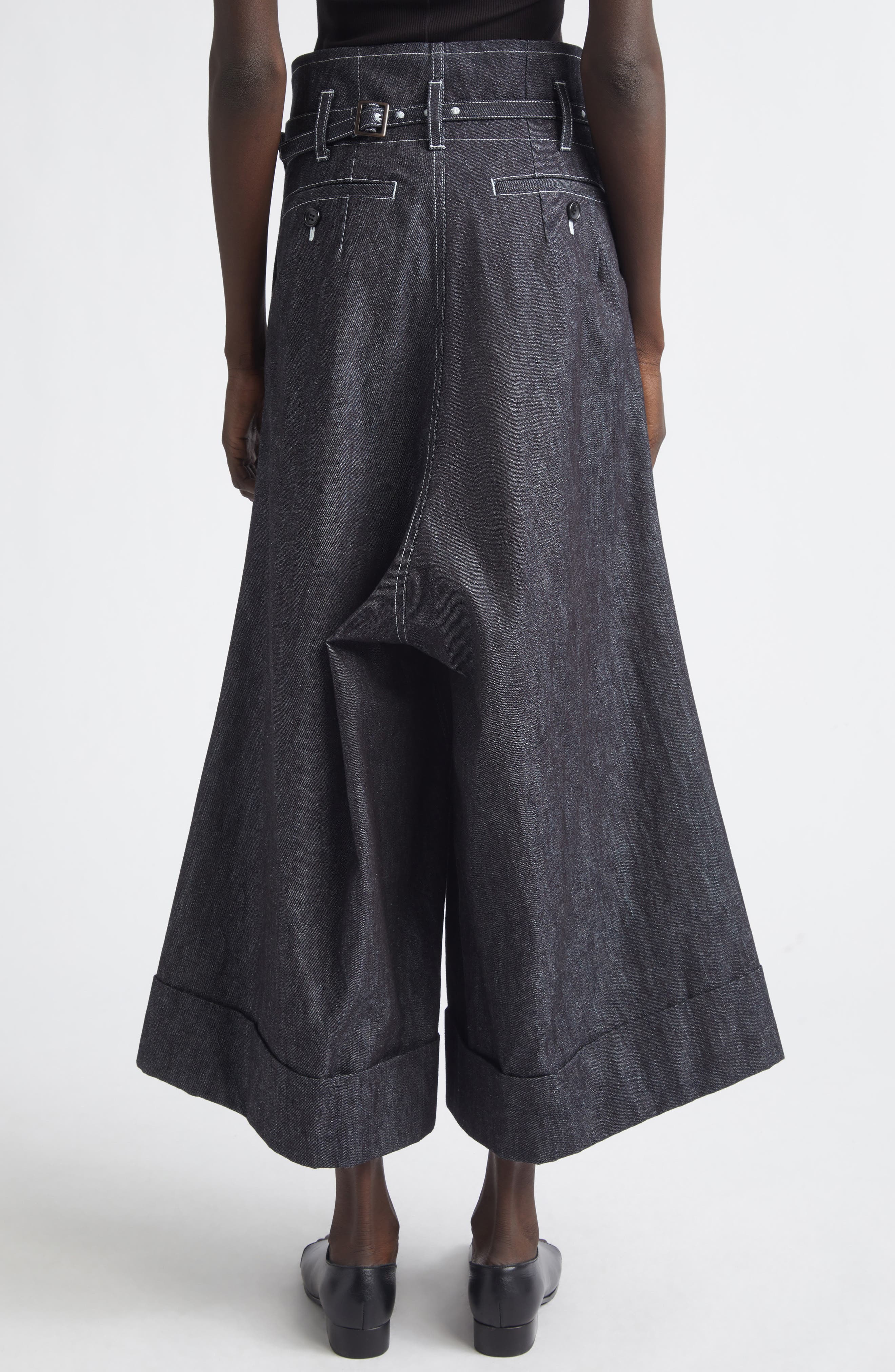 High Waist Belted Flared Denim Pants - image 2