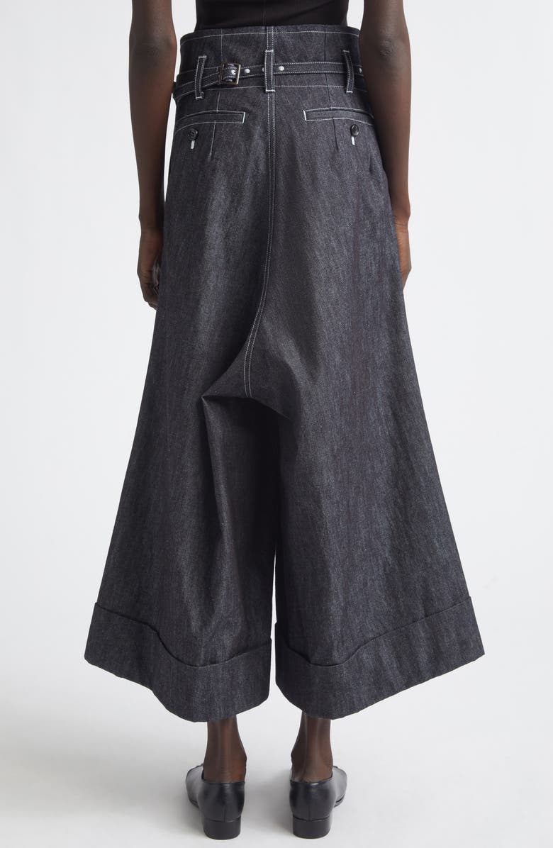 Junya Watanabe High Waist Belted Flared Denim Pants, Alternate, color, Black/ Off White