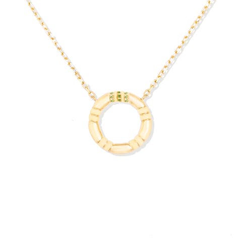 Crew Small Circle Pendant Necklace - Tsavorite & Diamond