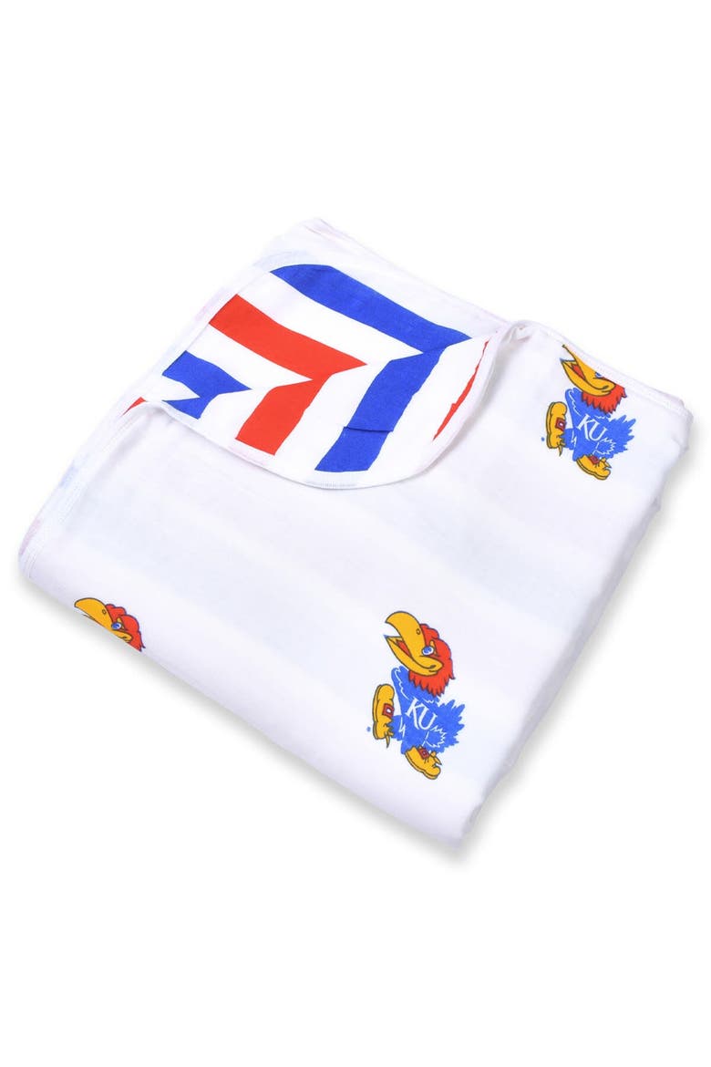 Infant Three Little Anchors Kansas Jayhawks 47" x 47" Muslin 4-Layer Blanket, Main, color, White