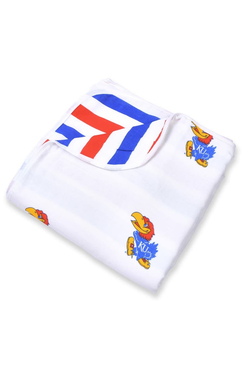 Three Little Anchors Infant Three Little Anchors Kansas Jayhawks 47" x 47" Muslin 4-Layer Blanket, Main, color, White
