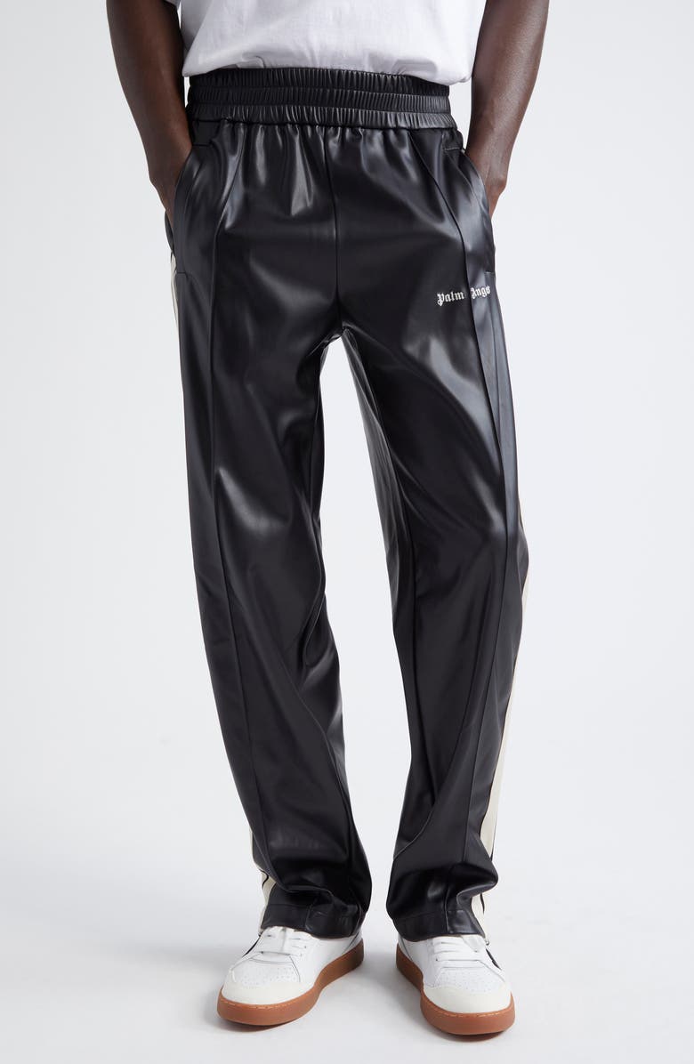 Palm Angels Faux Leather Track Pants, Main, color, 