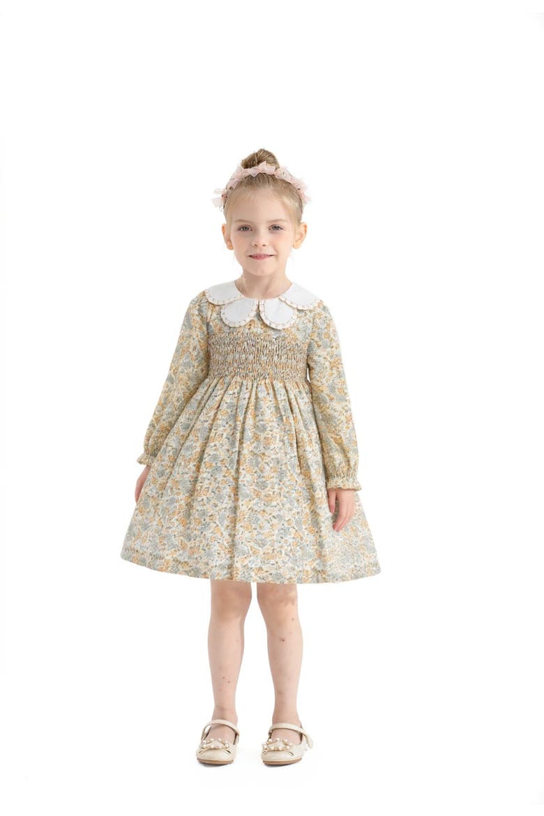 Floral Smocked Dress, Alternate, color, Cream
