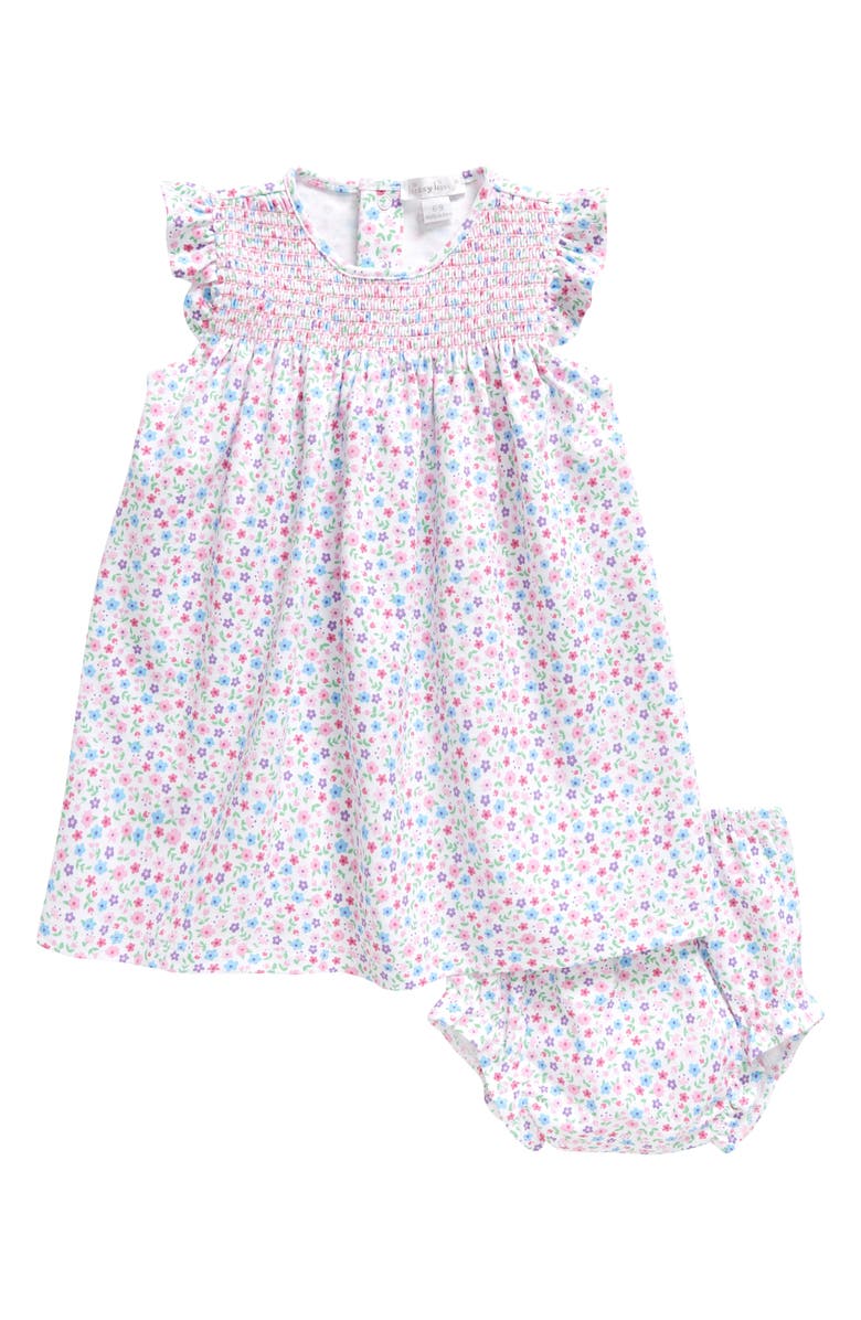 Kissy Kissy Floral Smocked Cotton Dress & Bloomers, Main, color, 