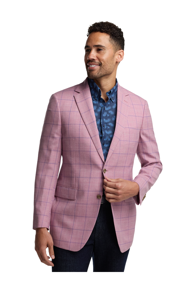 Wool Single Breasted Notch Lapel Sport Coat, Alternate, color, Pink/Blue