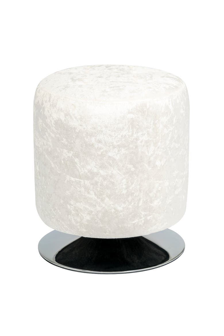 Rosey Tufted Vanity Ottoman, Main, color, White Crushed Velvet