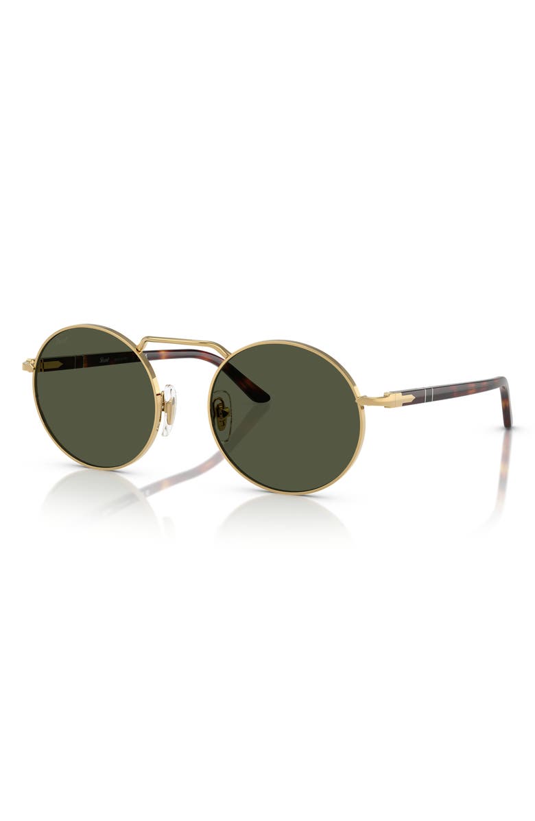 Persol 53mm Polarized Round Sunglasses, Alternate, color, Green