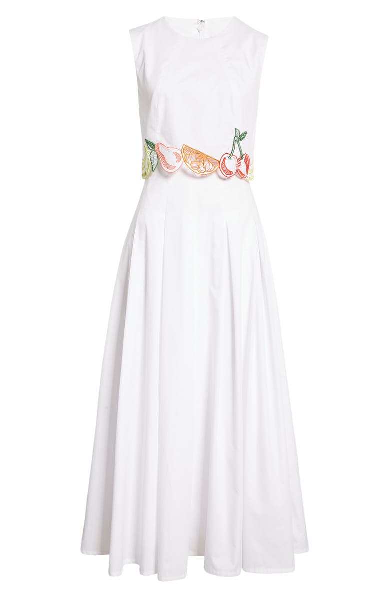 Lela Rose Embroidered Fruit Pleated Popover Dress, Alternate, color,