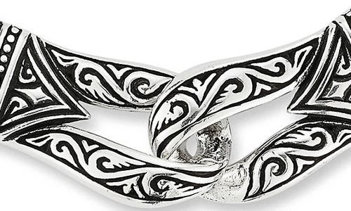 Yield Of Men Oxidized Sterling Silver Etched Link Bracelet In Metallic