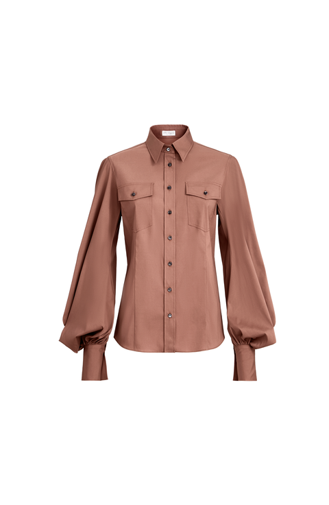 Stretch poplin shirt with monili