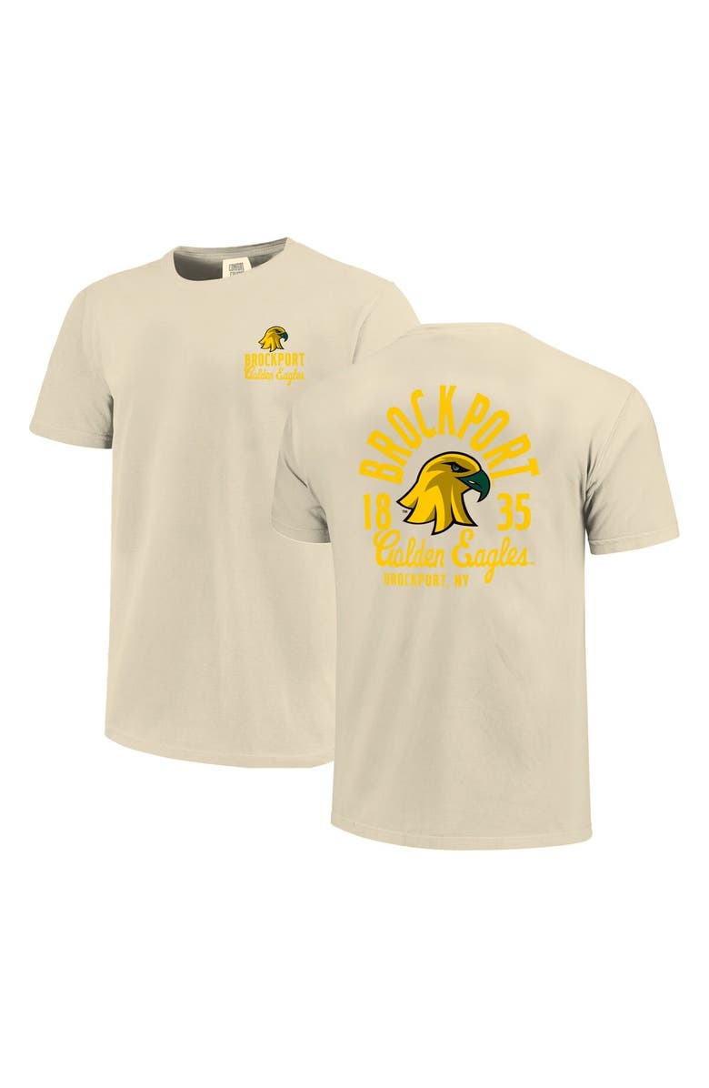 IMAGE ONE Men's Cream SUNY Brockport Golden Eagles Comfort Colors Mascot Overlay T-Shirt, Main, color, Cream