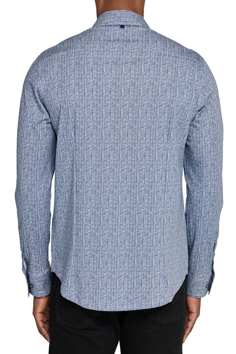 Reworked Slim Fit Crosshatch Print Cotton Button-Up Shirt, Alternate, color, INDIGO