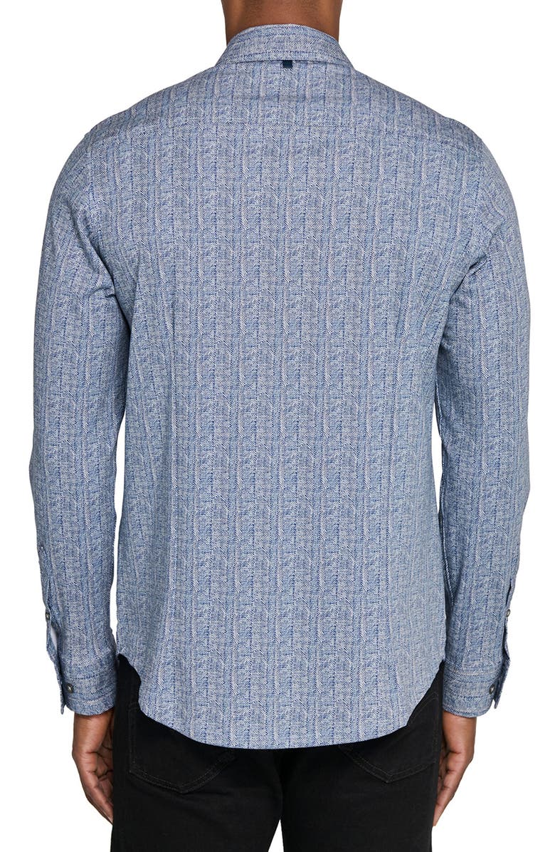 W.R.K Reworked Slim Fit Crosshatch Print Cotton Button-Up Shirt, Alternate, color, Indigo