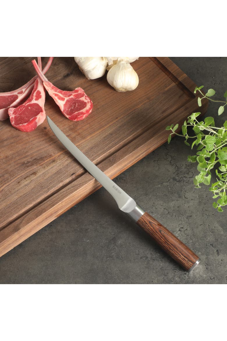 German Stainless Steel Boning and Fillet Knife with Pakka Wood Handle, Alternate, color, Dark Brown