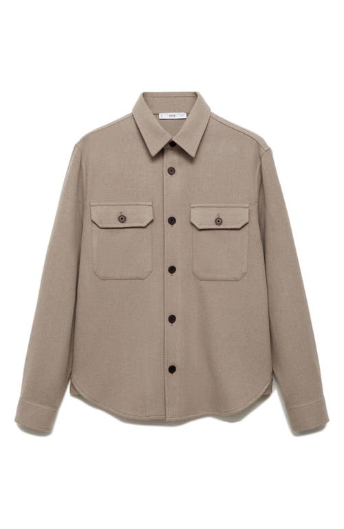 Mango Wool Blend Flannel Overshirt In Grey
