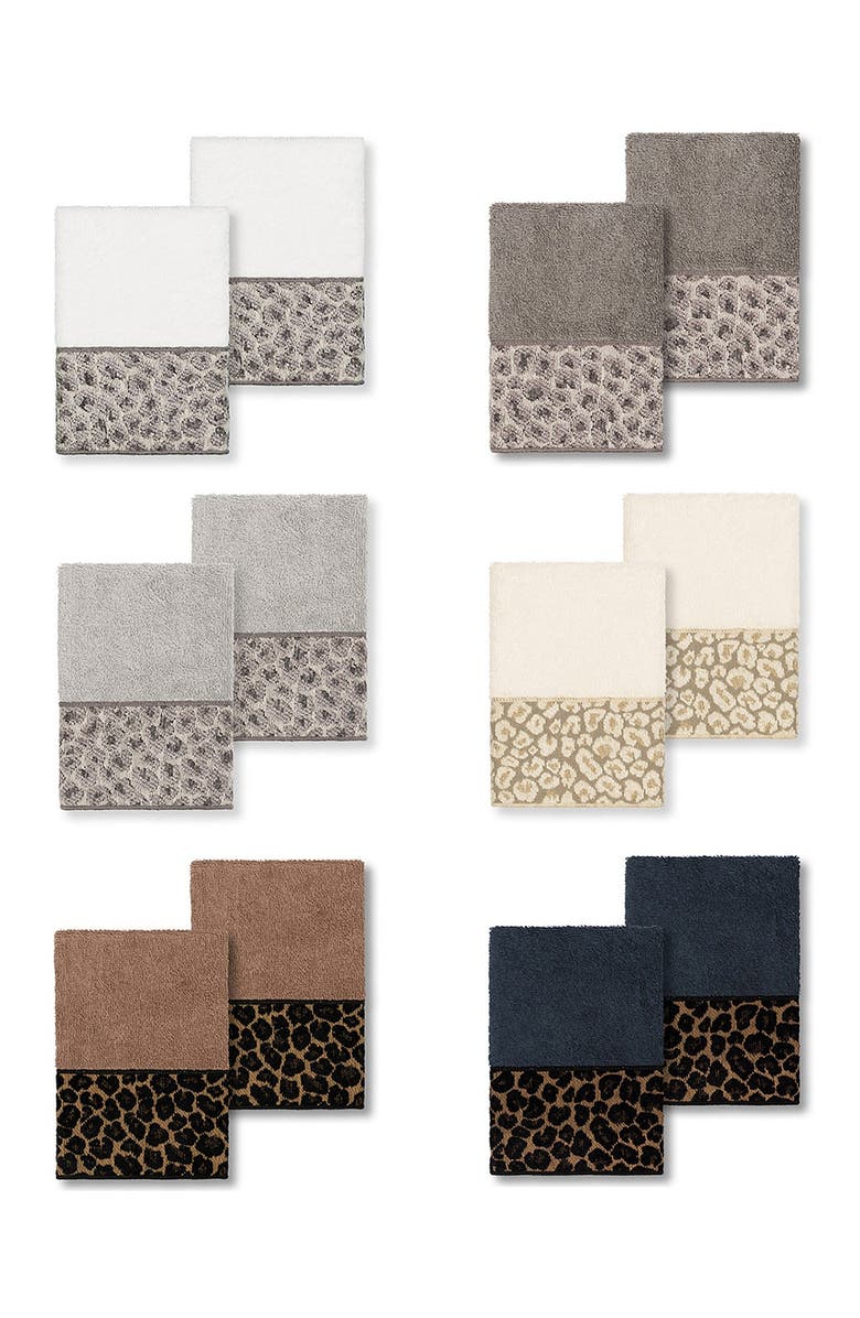 Linum Home Textiles Spots Embellished Washcloth - Set of 2 - Latte, Alternate, color, Latte