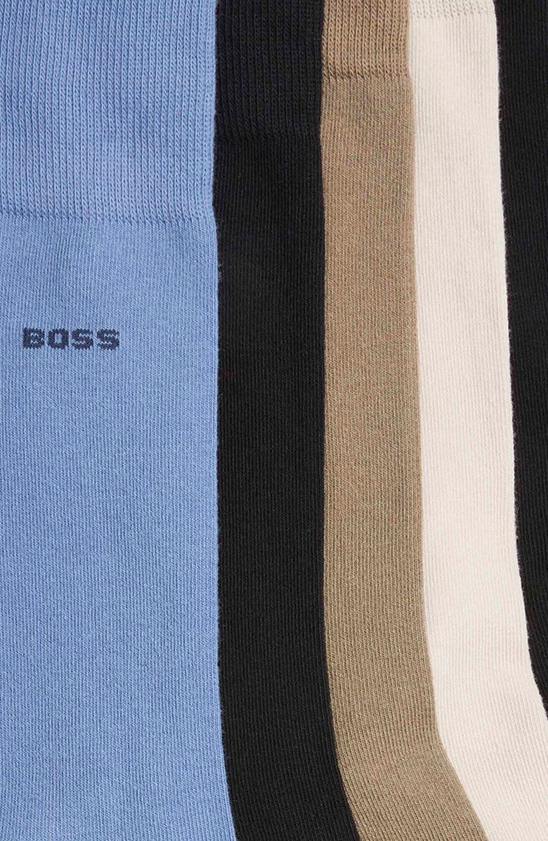 BOSS Assorted 5-Pack Cotton Blend Dress Socks, Alternate, color, Beige Multi