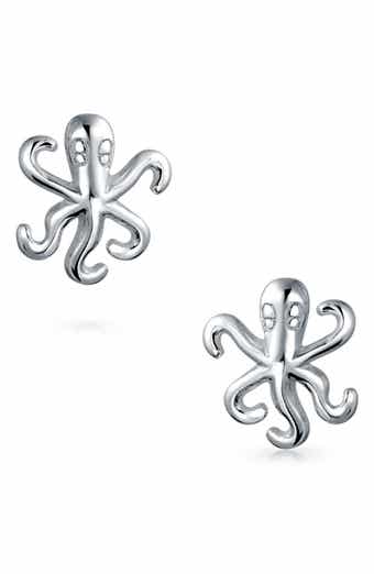 BLING JEWELRY Sterling Silver Octopus Stud Earrings
