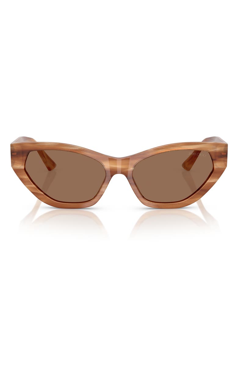 Jimmy Choo 55mm Cat Eye Sunglasses, Main, color, Brown Havana
