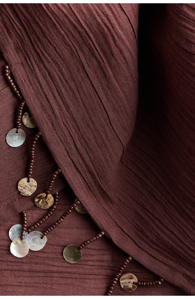 H&M Beaded Cotton Sarong, Alternate, color, Dark Brown