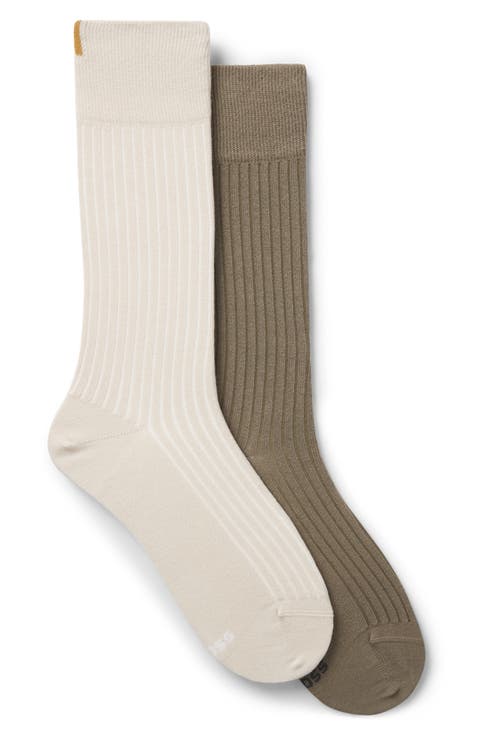 Assorted 2-Pack Solid Cotton Blend Dress Socks