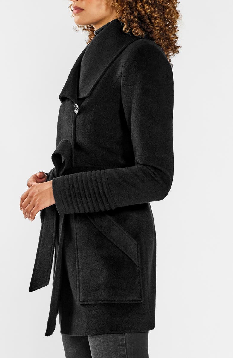 SENTALER Wide Collar Tie Waist Coat, Alternate, color, Black