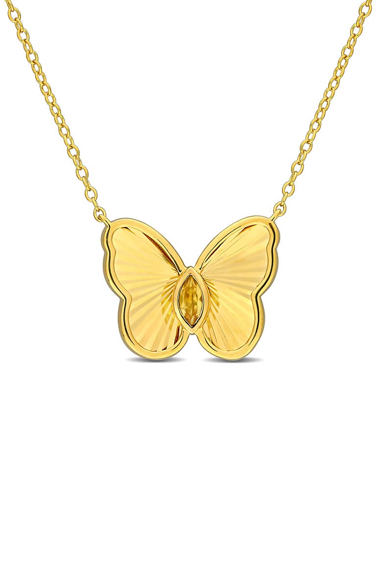 Butterfly Pendant Necklace, Main, color, CITRINE/ GOLD
