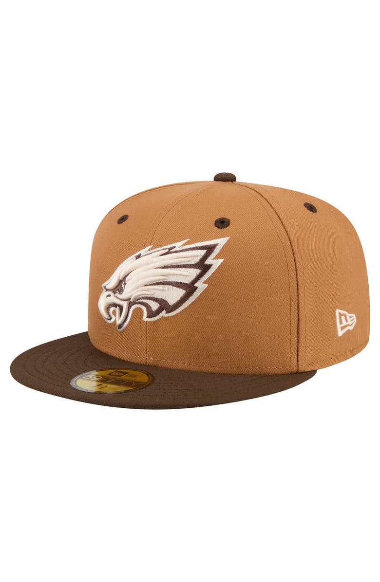 New Era Men's New Era  Light Brown/Dark Brown Philadelphia Eagles Two-Tone Walnut 59FIFTY Fitted Hat, Main, color, Light Brown