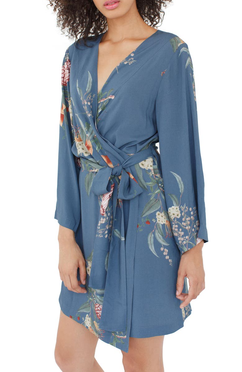 Plum Pretty Sugar Floral Kimono Robe, Main, color, 