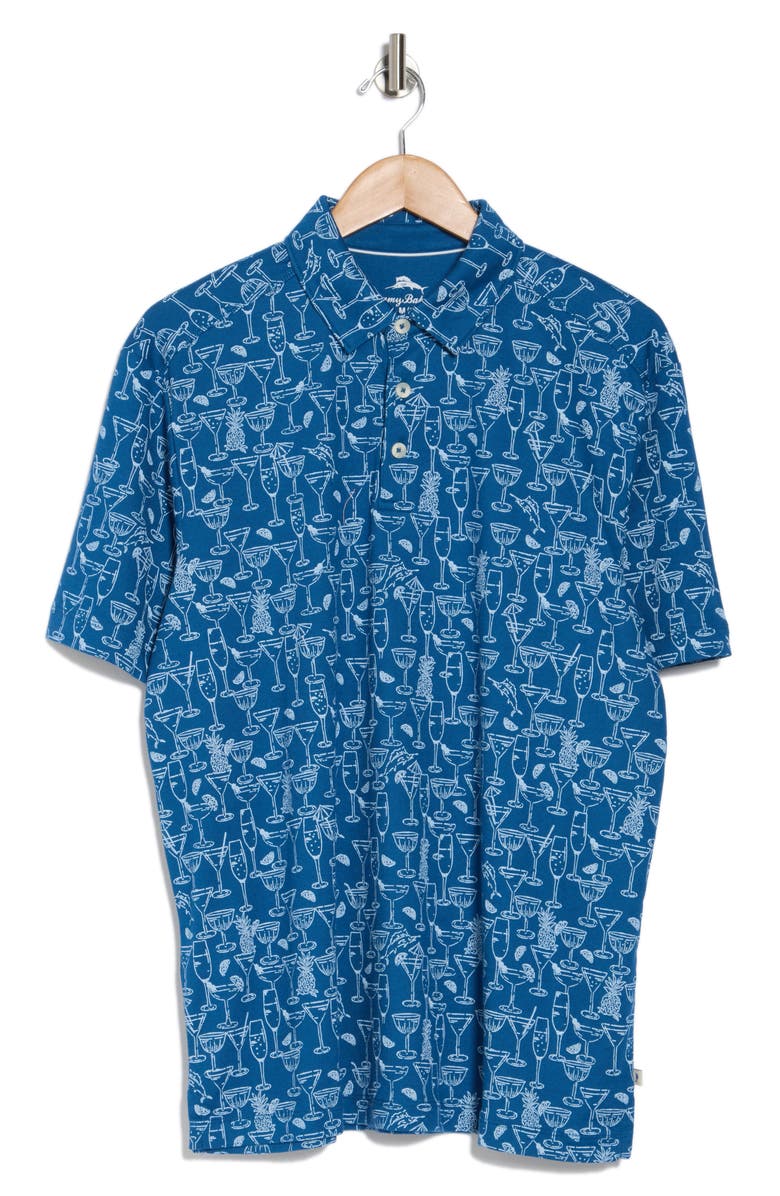 Tommy Bahama Marlin Cocktails Cotton Blend Polo, Alternate, color, Deep Azure
