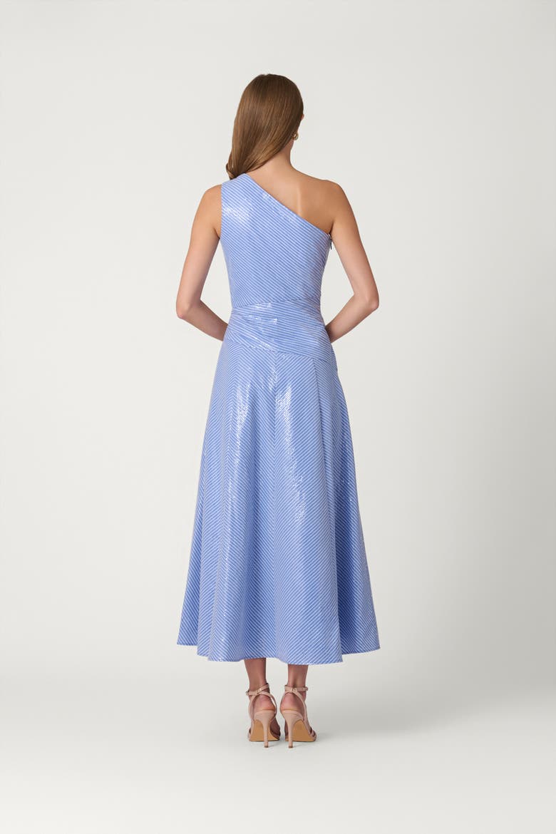 Midnight Sequin Pinstripe Nikki Dress, Alternate, color, French Blue/Optic
