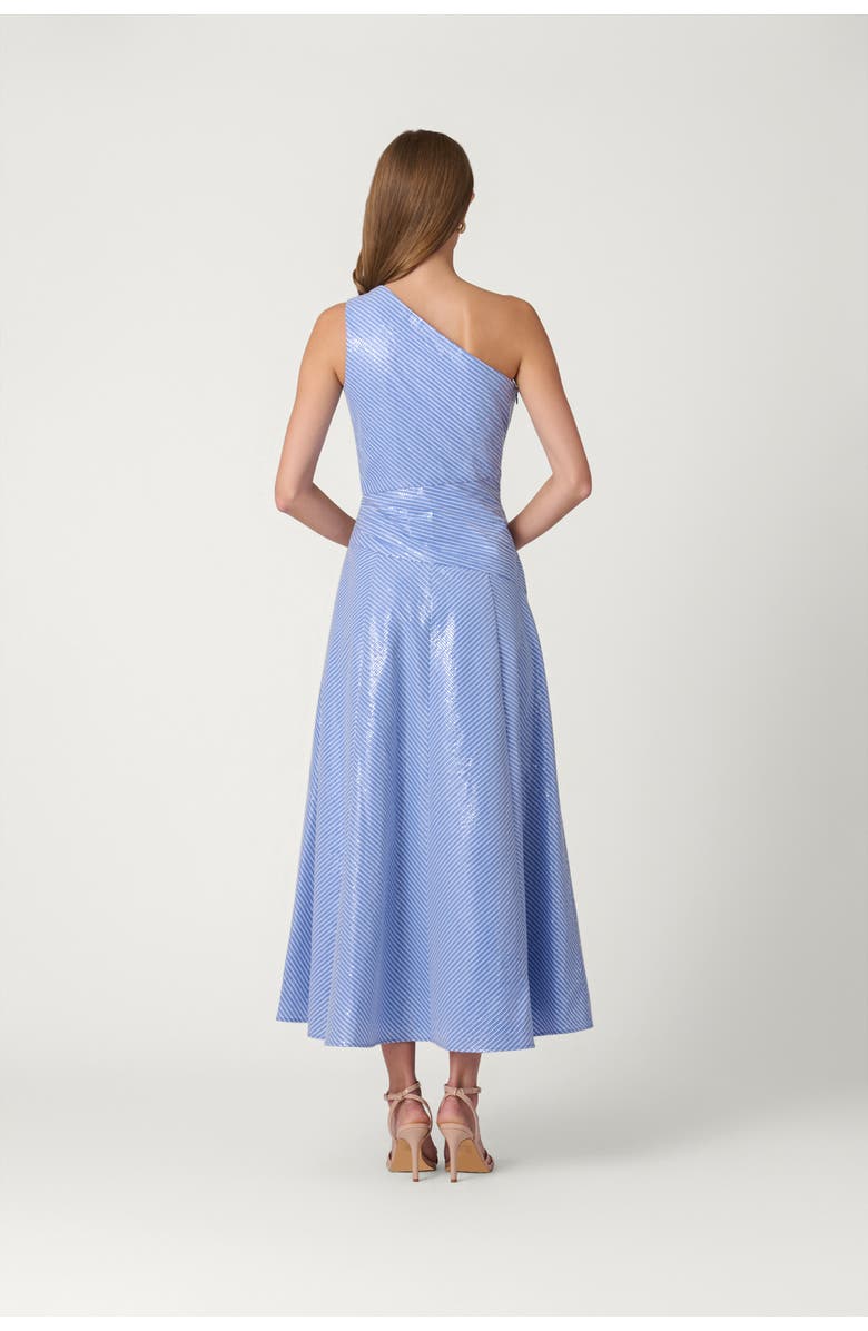 Shoshanna Midnight Sequin Pinstripe Nikki Dress, Alternate, color, French Blue/Optic