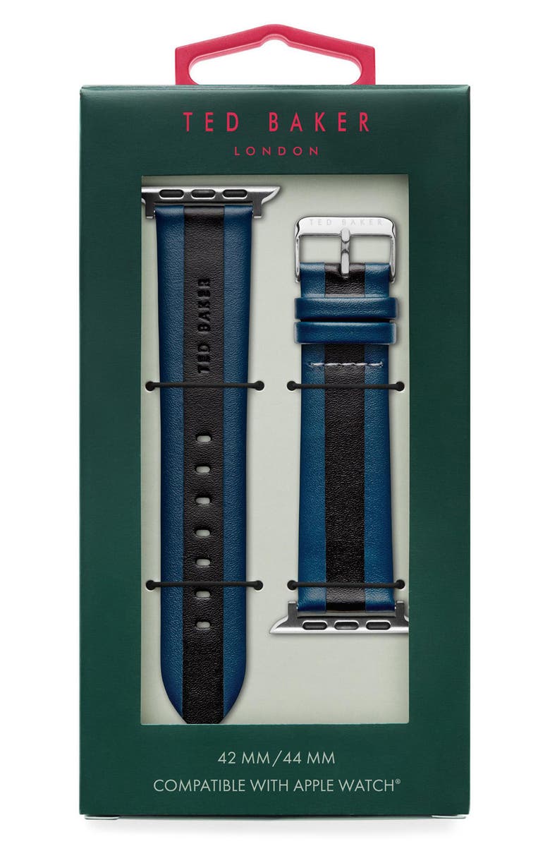 Ted Baker Two-Tone Leather 22mm Apple Watch<sup>®</sup> Watchband, Alternate, color,