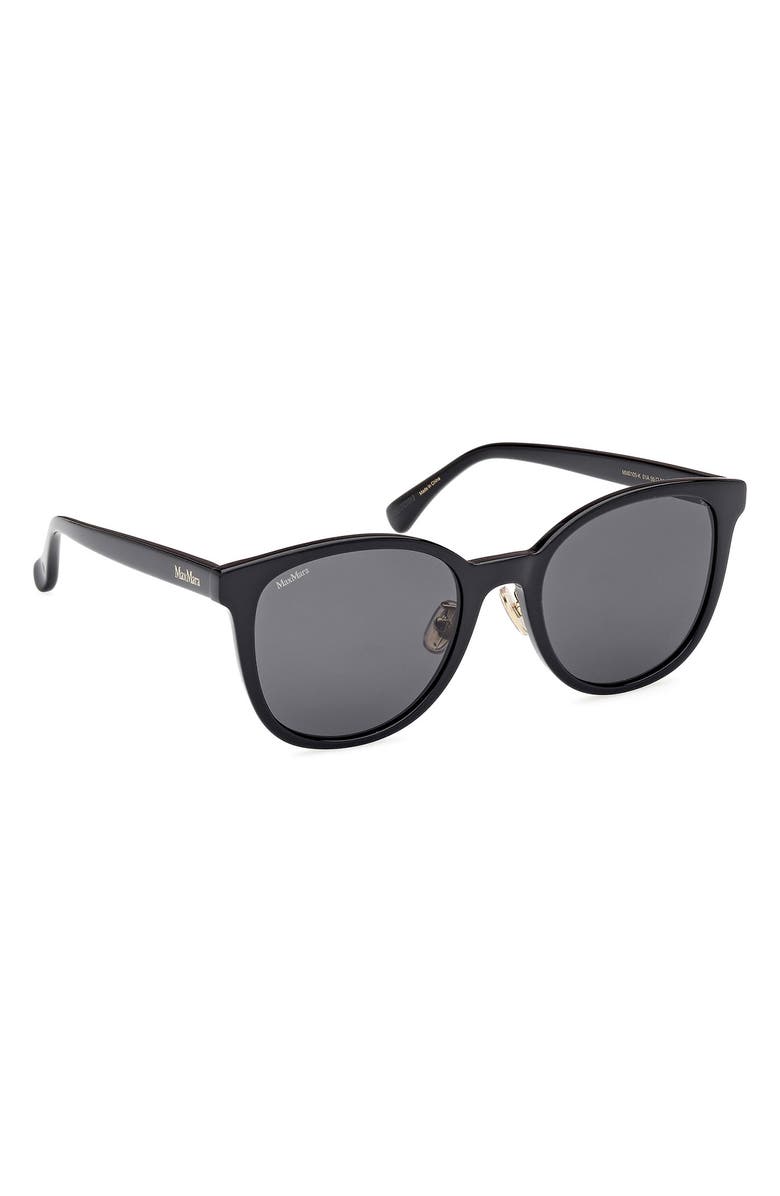 Max Mara 55mm Round Sunglasses, Alternate, color, Shiny Black / Smoke